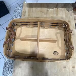 Peterboro Basket Company Large Breadbasket Collectable Leather Handles & Insert*